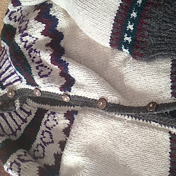 🐑 100% Wool Knit Cardigan Sweater OOAK EUC  Sz L-XL Norwegian Design - Picture 5 of 16